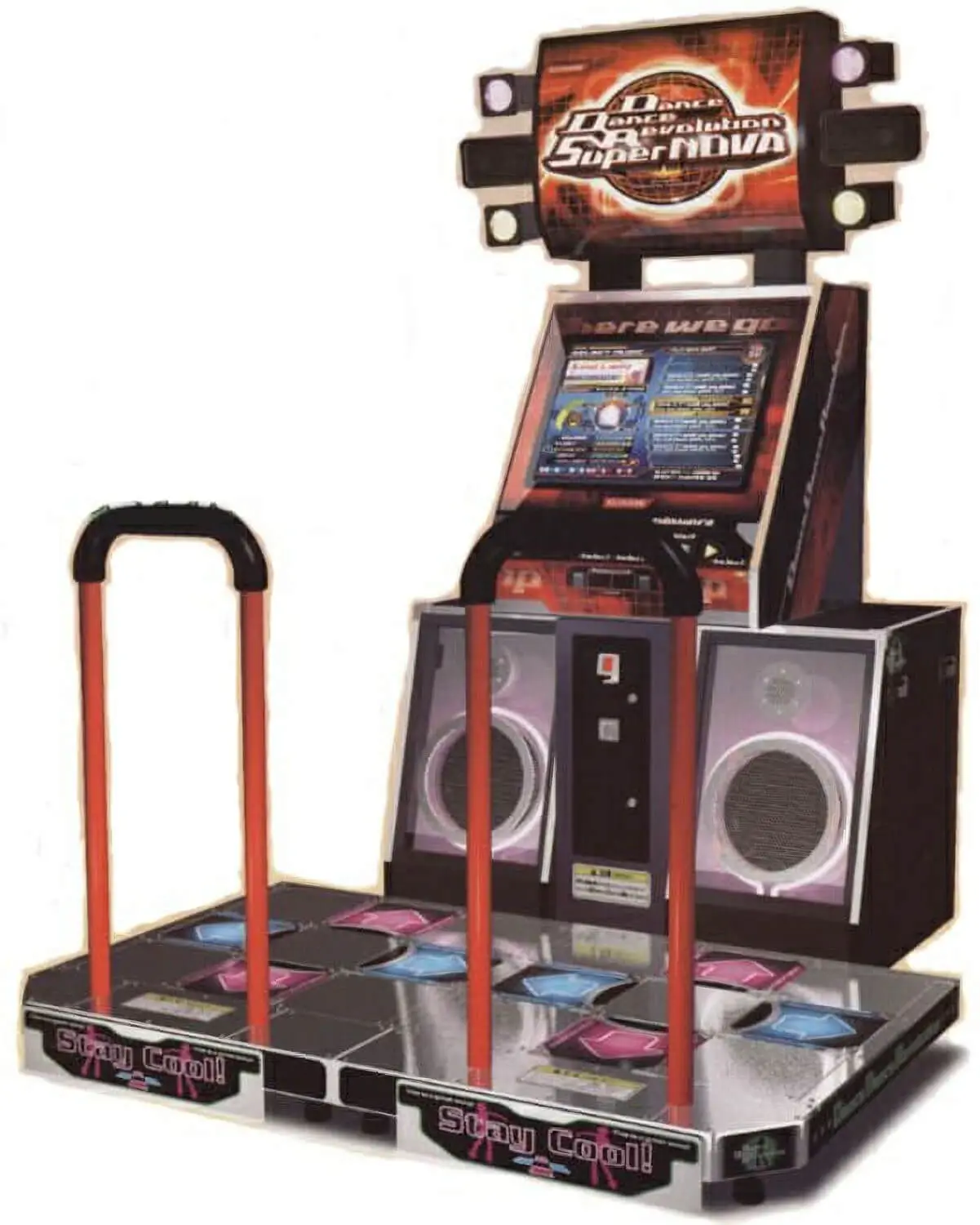 A dance-dance-revolution gaming console