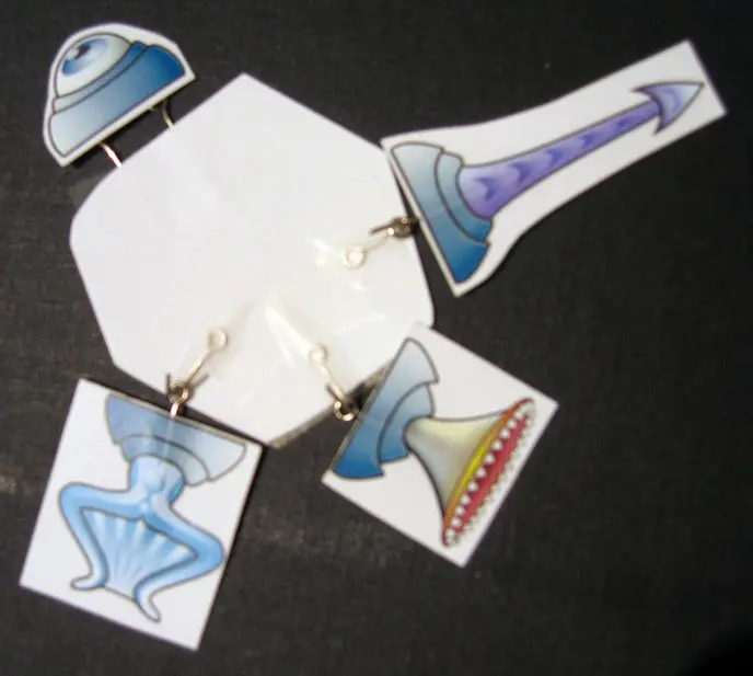 A paper prototype of a monster from the game Spore