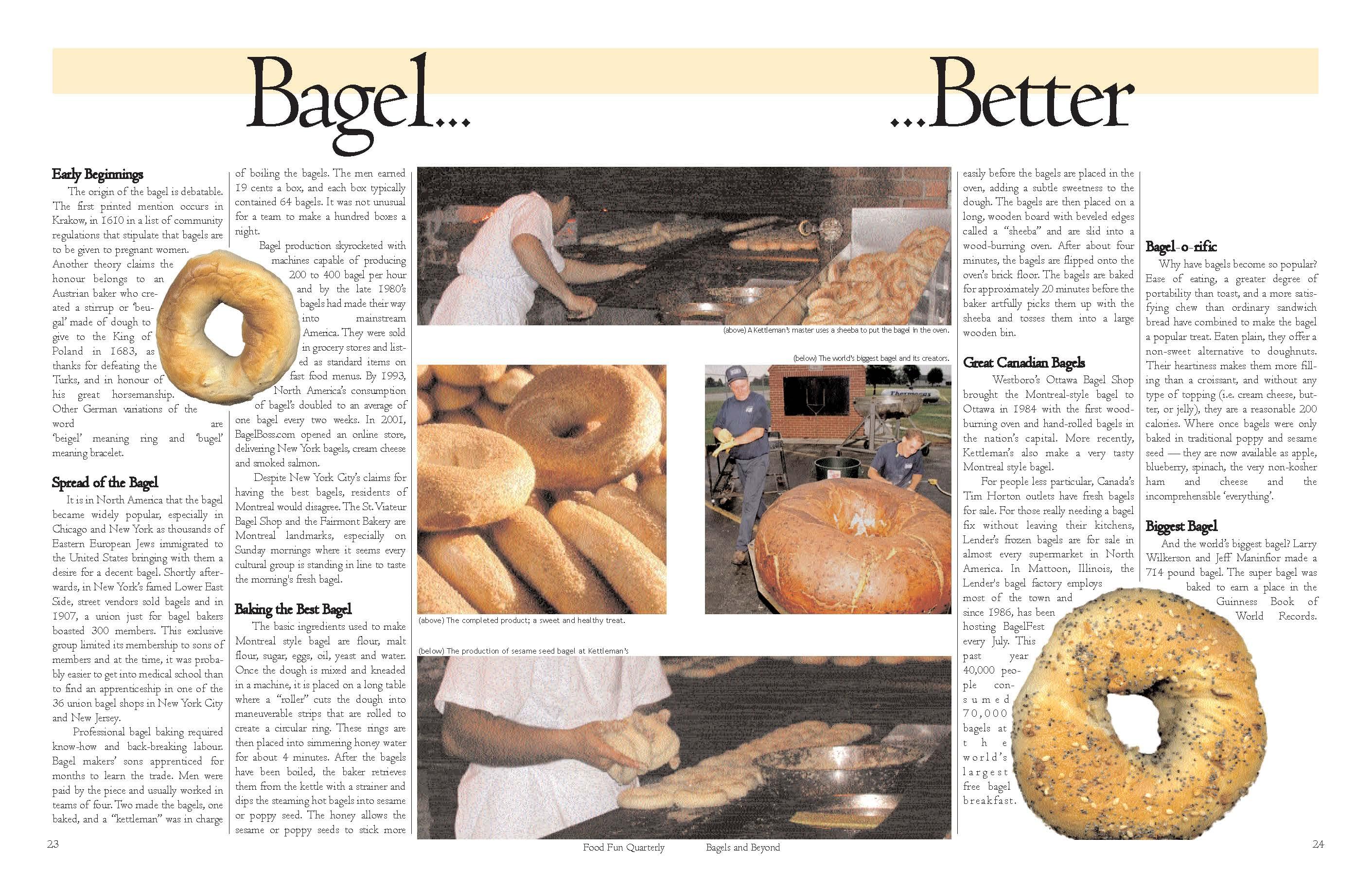 A magazine layout on bagels