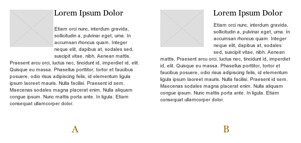 An illustration of two layouts, one more visually 'uncomfortable' than the other