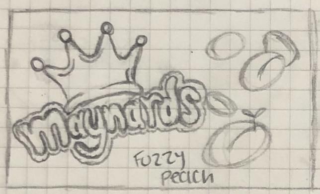 A sketch of the Maynards candy logo