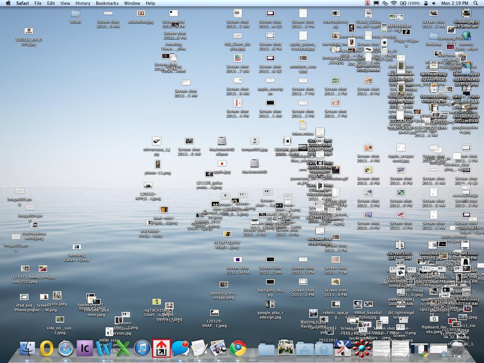A messy computer desktop filled with different folder and file icons