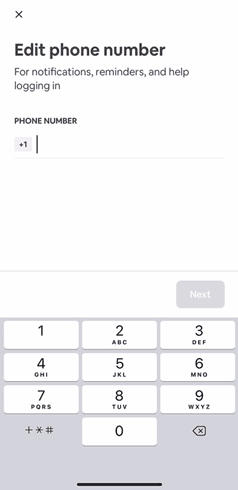 An animation illustrating a phone number being formatted as the user types it into the form