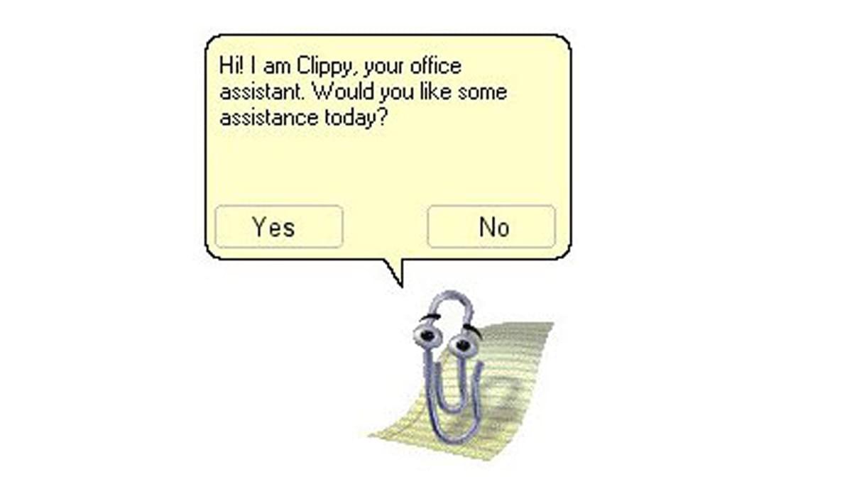 The Microsoft Word assistant 'Clippy' asking the user if they need assistance