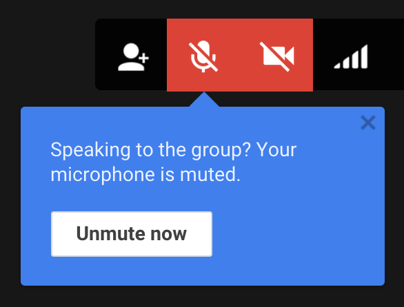 The microphone toggle in a audio chat application indicating to the user that they may be muted while trying to talk to the group