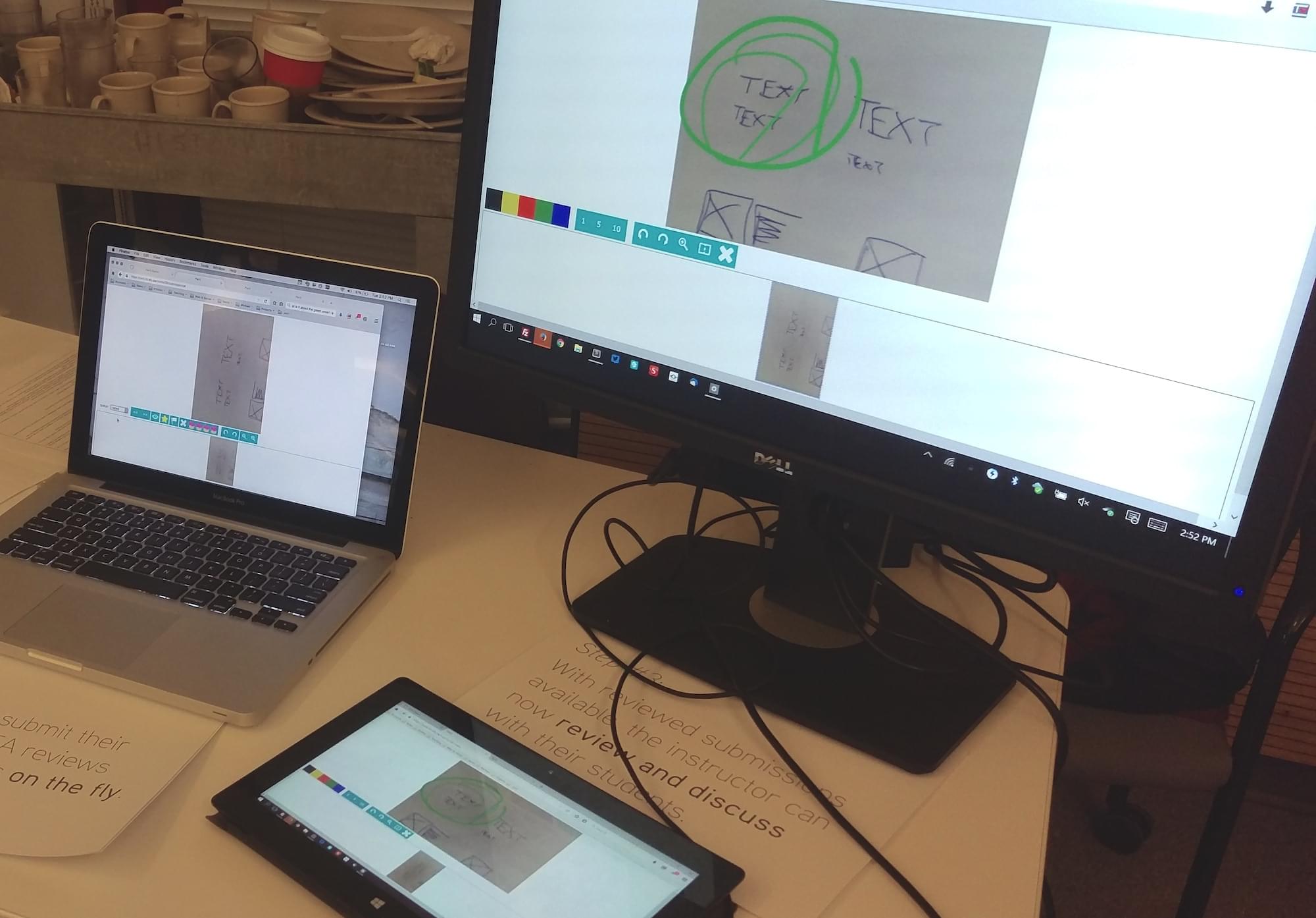 A photo of a series of devices showing the same web-page