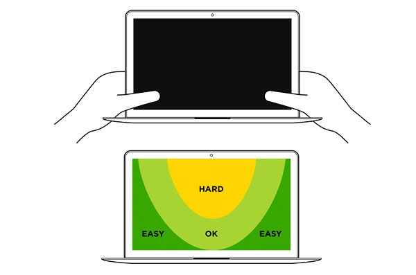 Areas of touch accessibility on laptops